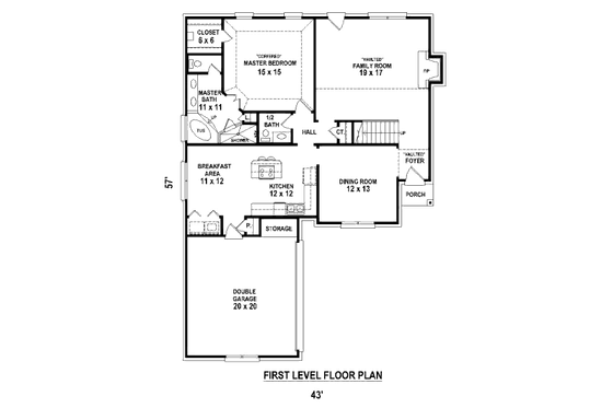 Floor Plan - Main Floor for European House Plan #81-13888 - 3 bed, 2.5 bath