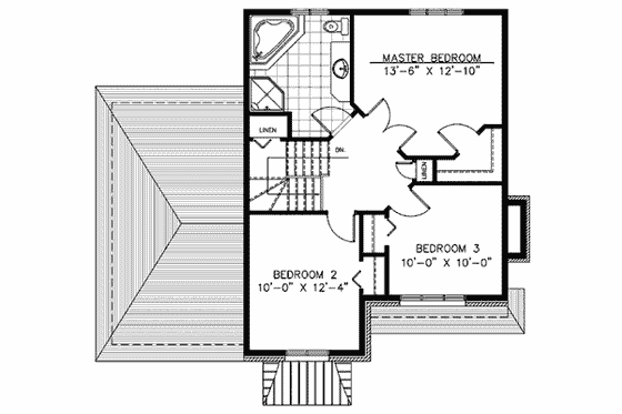 Floor Plan - Upper Floor for European House Plan #138-281 - 3 bed, 1.5 bath