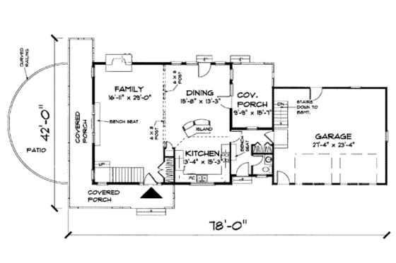 Floor Plan - Main Floor for Country House Plan #75-104 - 3 bed, 2.5 bath