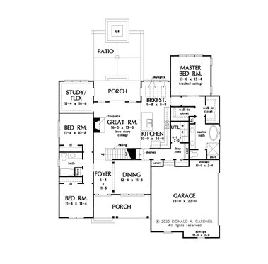 Floor Plan - Main Floor for Farmhouse House Plan #929-1131 - 5 bed, 3 bath