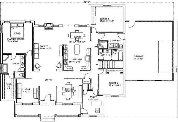 Architectural House Design - Traditional Floor Plan - Main Floor Plan #117-164