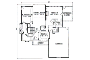 Floor Plan - Main Floor for Traditional House Plan #67-419 - 4 bed, 3.5 bath