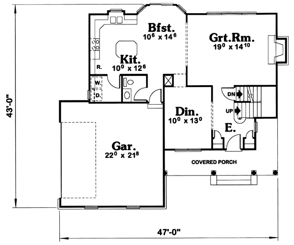 Country Style House Plan - 4 Beds 2.5 Baths 2105 Sq/Ft Plan #20-223 ...