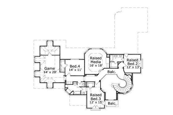 Floor Plan - Upper Floor for European House Plan #411-507 - 4 bed, 3.5 bath