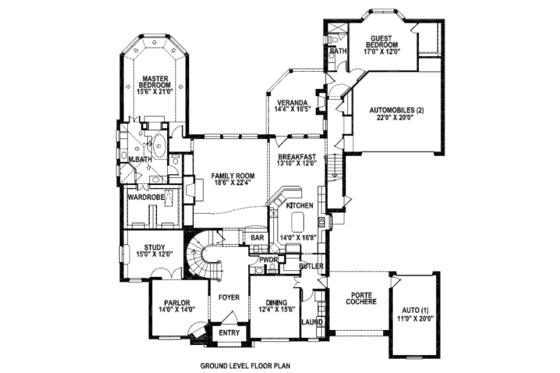 Floor Plan - Main Floor for European House Plan #141-248 - 5 bed, 4.5 bath