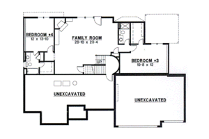 Floor Plan - Lower Floor for European House Plan #67-253 - 3 bed, 4 bath