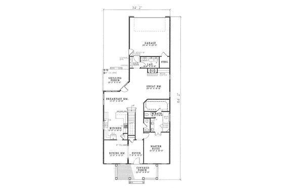 Floor Plan - Main Floor for Traditional House Plan #17-289 - 3 bed, 2.5 bath