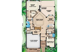 Floor Plan - Main Floor for Mediterranean House Plan #27-445 - 4 bed, 4 bath