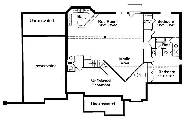 Home Plan - Traditional Floor Plan - Lower Floor Plan #46-412