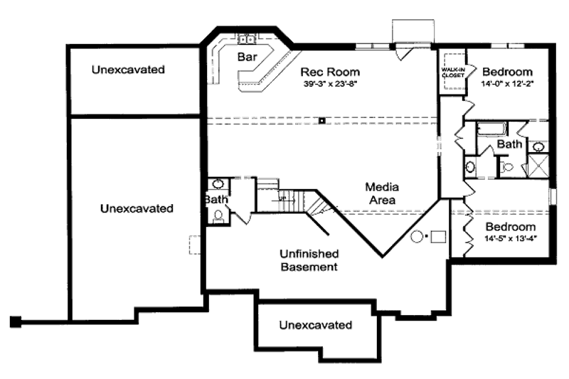 Dream House Plan - Floor Plan - Lower Floor for Traditional House Plan #46-412 - 2 bed, 2 bath