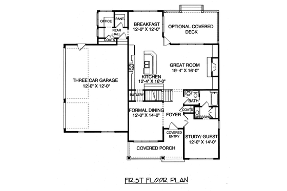 Floor Plan - Main Floor for Tudor House Plan #413-840 - 4 bed, 3 bath