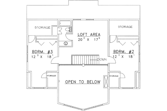 Floor Plan - Upper Floor for Modern House Plan #117-458 - 3 bed, 3 bath