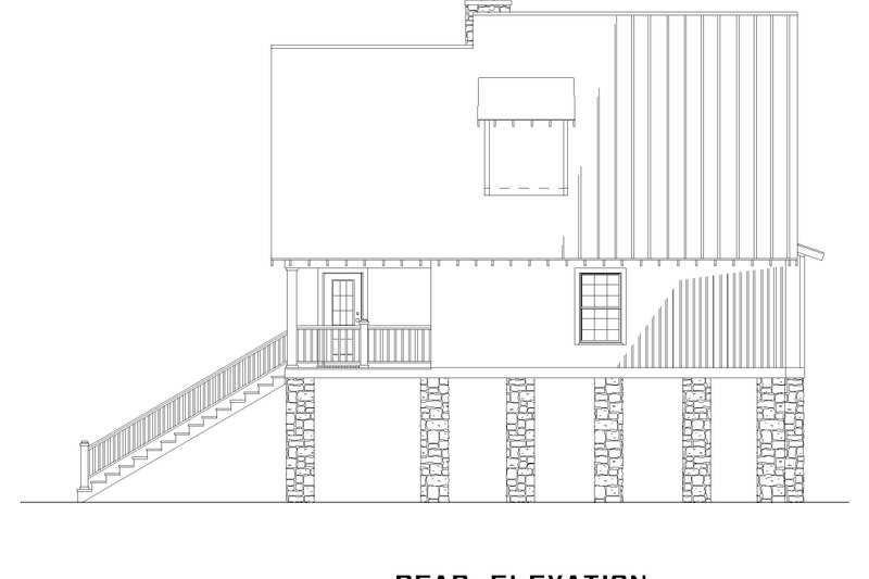 Home Plan - Exterior - Rear Elevation for Mediterranean House Plan #17-3307 - 2 bed, 2 bath