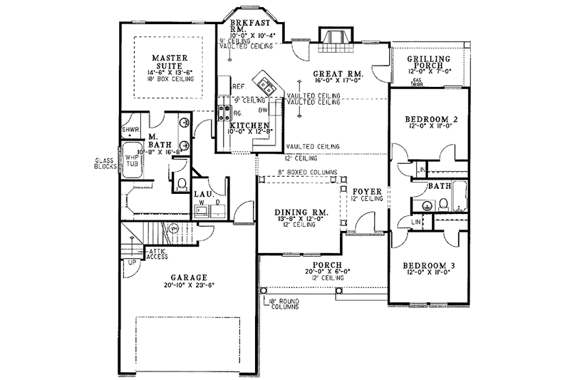 Dream House Plan - Floor Plan - Main Floor for European House Plan #17-3172 - 3 bed, 2 bath