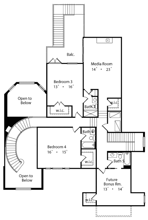 Architectural House Design - Mediterranean Floor Plan - Upper Floor Plan #417-760