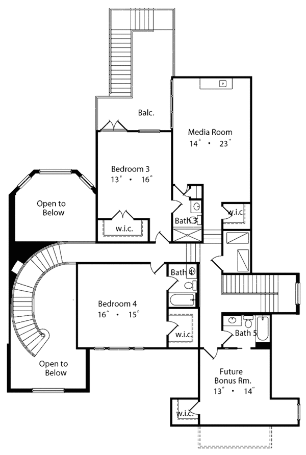 Dream House Plan - Mediterranean Floor Plan - Upper Floor Plan #417-760