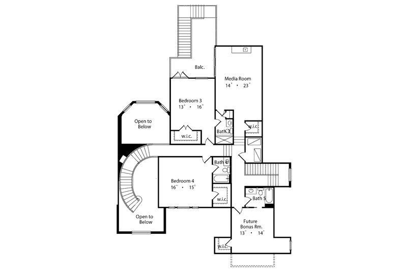Dream House Plan - Floor Plan - Upper Floor for Mediterranean House Plan #417-760 - 4 bed, 4.5 bath