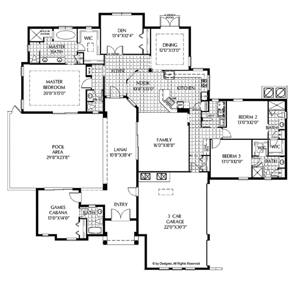 House Plan Design - Mediterranean Floor Plan - Main Floor Plan #999-141