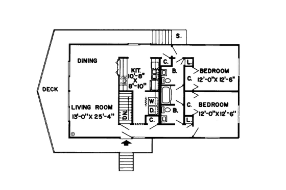 Floor Plan - Main Floor for Bungalow House Plan #312-762 - 4 bed, 2.5 bath