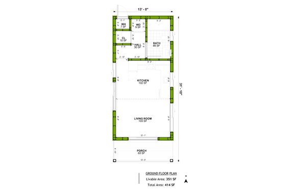 Floor Plan - Main Floor for Contemporary House Plan #1106-59, 1 bath