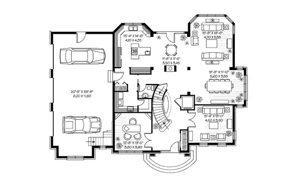 Floor Plan - Main Floor for European House Plan #23-2418 - 4 bed, 3.5 bath