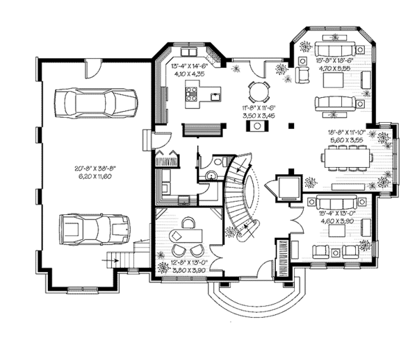 Architectural House Design - European Floor Plan - Main Floor Plan #23-2418