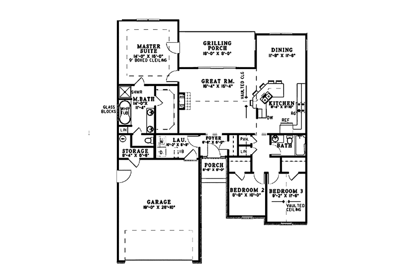 Architectural House Design - Floor Plan - Main Floor for Ranch House Plan #17-3010 - 3 bed, 2 bath