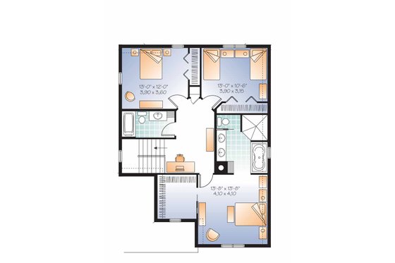 Floor Plan - Upper Floor for Traditional House Plan #23-2505 - 3 bed, 2.5 bath