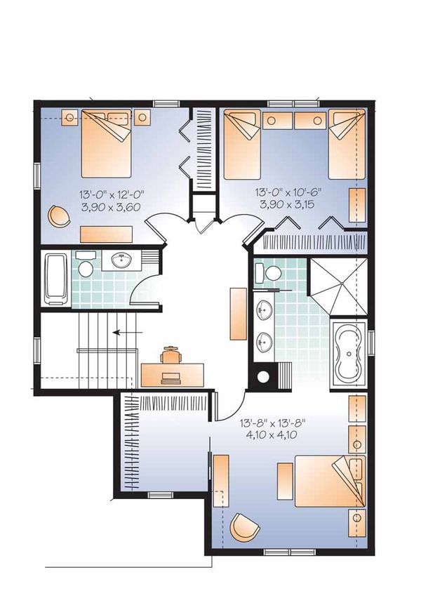 House Design - Traditional Floor Plan - Upper Floor Plan #23-2505