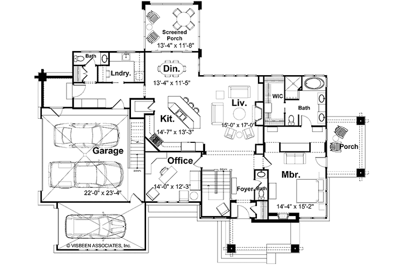 Home Plan - Floor Plan - Main Floor for Prairie House Plan #928-50 - 3 bed, 2 bath