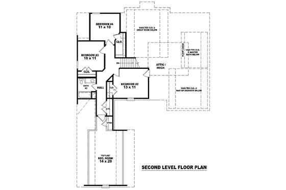 Floor Plan - Upper Floor for European House Plan #81-997 - 4 bed, 2.5 bath