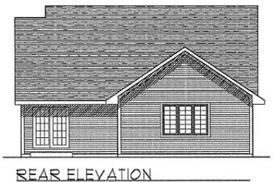 Exterior - Rear Elevation for Traditional House Plan #70-127 - 3 bed, 2 bath