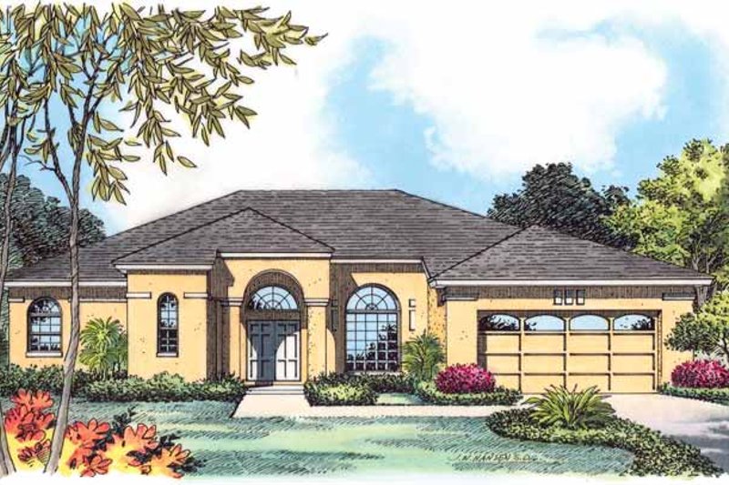 Architectural House Design - Mediterranean Exterior - Front Elevation Plan #1015-12