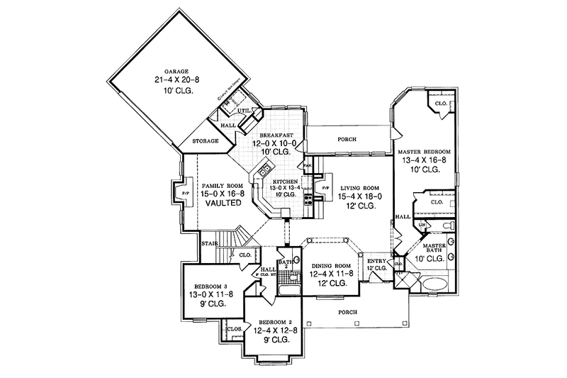 Dream House Plan - Floor Plan - Main Floor for Country House Plan #952-38 - 4 bed, 3 bath