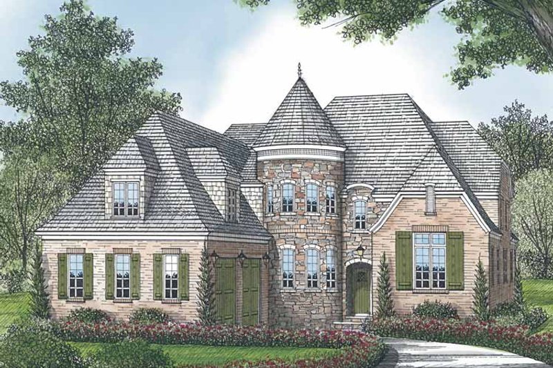 Architectural House Design - Exterior - Front Elevation 3 for European House Plan #453-584 - 4 bed, 4.5 bath