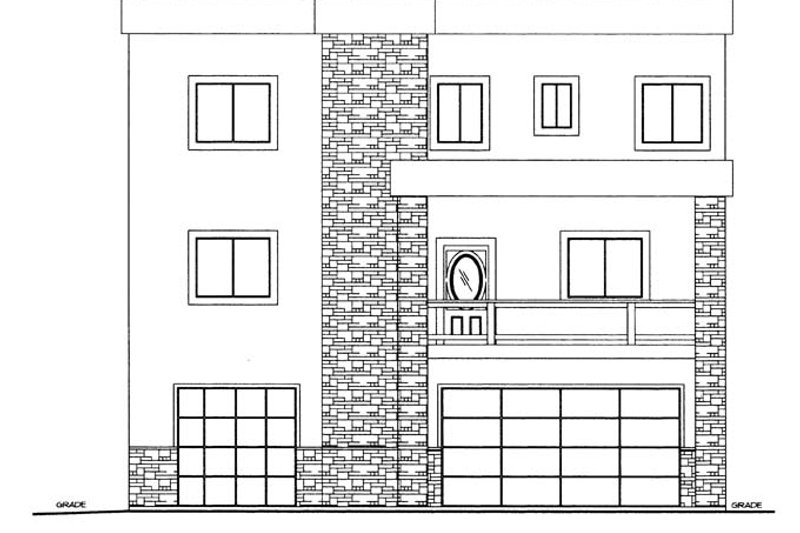 Home Plan - Exterior - Front Elevation 4 for Contemporary House Plan #117-862 - 3 bed, 3 bath