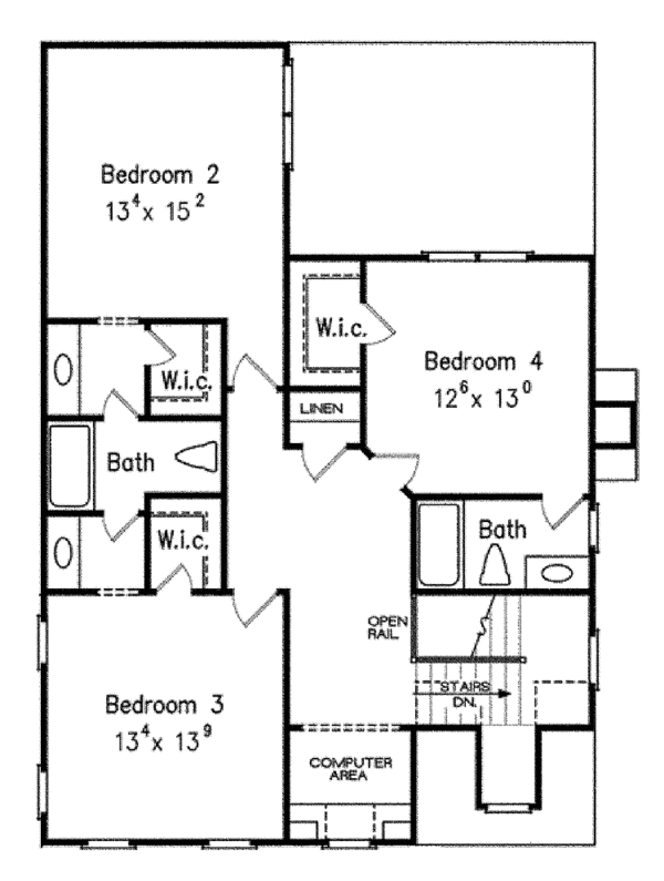 House Design - Colonial Floor Plan - Upper Floor Plan #927-436