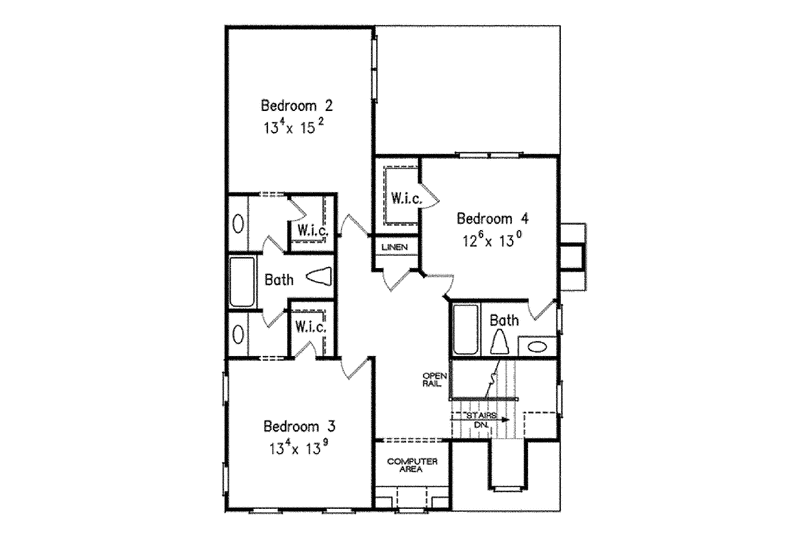 Home Plan - Floor Plan - Upper Floor for Colonial House Plan #927-436 - 4 bed, 3.5 bath