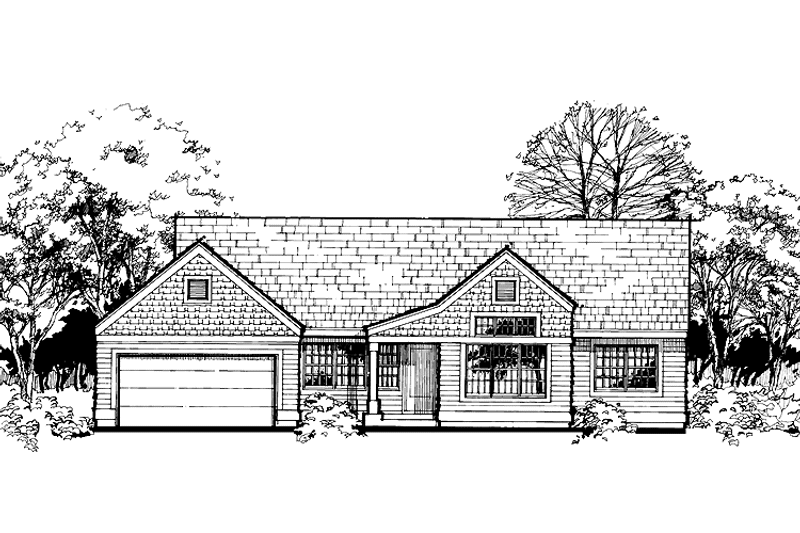 House Plan Design - Exterior - Front Elevation 3 for Ranch House Plan #320-750 - 3 bed, 2 bath
