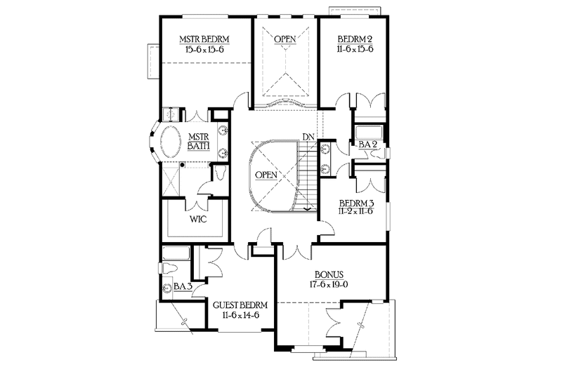 Home Plan - Floor Plan - Upper Floor for European House Plan #132-332 - 4 bed, 3.5 bath