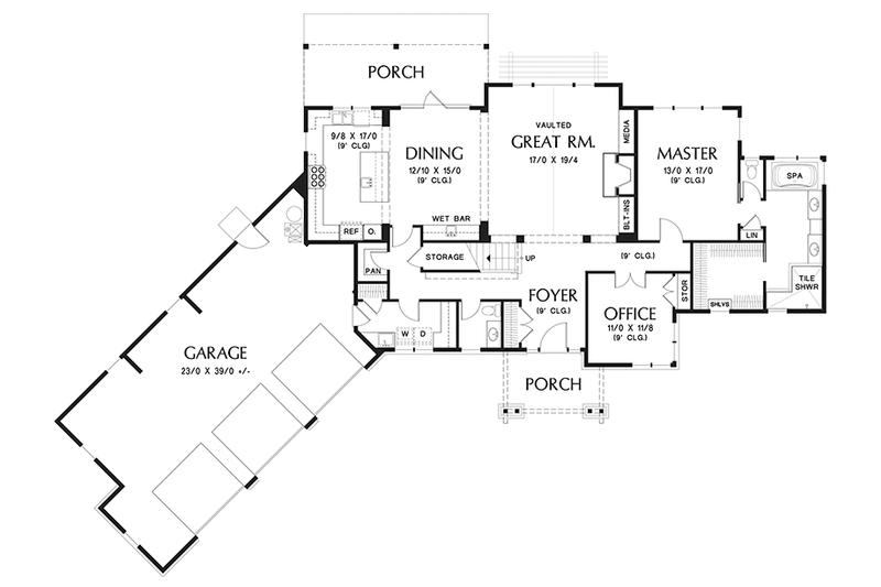 House Blueprint - Floor Plan - Main Floor for Craftsman House Plan #48-921 - 3 bed, 2.5 bath