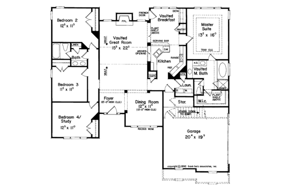 Floor Plan - Main Floor for Ranch House Plan #927-44 - 4 bed, 2 bath