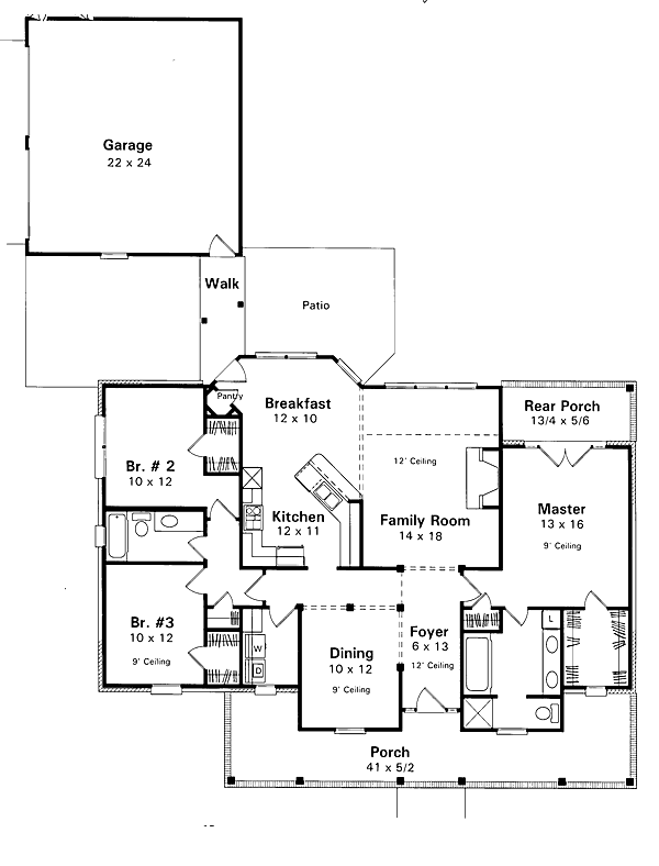 House Design - Country Floor Plan - Main Floor Plan #41-126