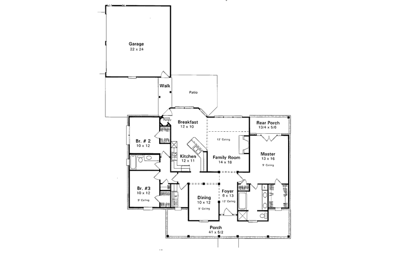 Home Plan - Floor Plan - Main Floor for Country House Plan #41-126 - 3 bed, 2 bath