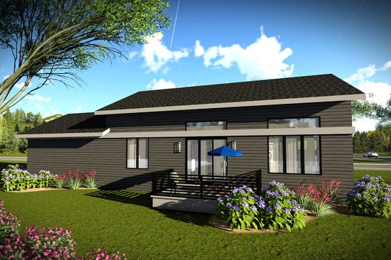 Exterior - Rear Elevation for Ranch House Plan #70-1452 - 2 bed, 2 bath