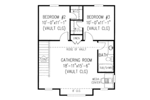Floor Plan - Upper Floor for Country House Plan #11-201 - 3 bed, 2.5 bath