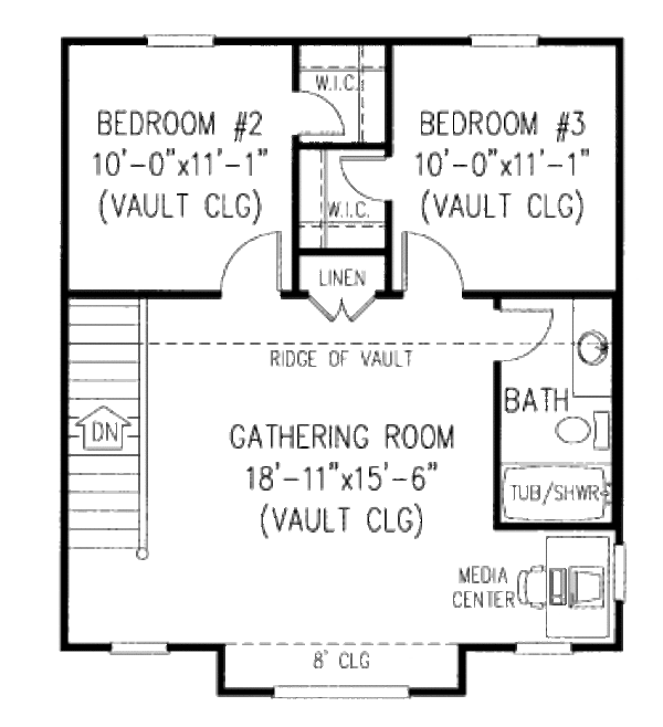 Country Floor Plan - Upper Floor Plan #11-201