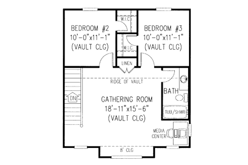 Architectural House Design - Floor Plan - Upper Floor for Country House Plan #11-201 - 3 bed, 2.5 bath