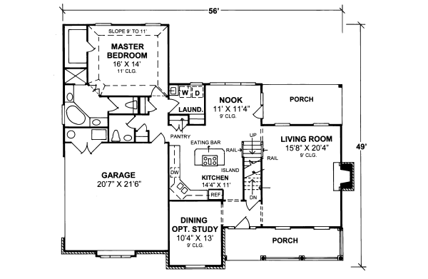 Architectural House Design - Traditional Floor Plan - Main Floor Plan #20-350