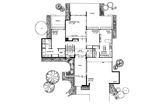 Floor Plan - Main Floor for Contemporary House Plan #72-703 - 3 bed, 3.5 bath